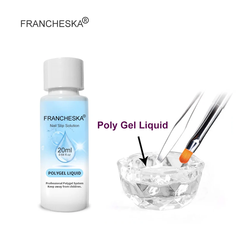 Francheska Poly Polish Gel Liquid Slip Solution Varnish for Acrylic Builder Extension Gel Polygel liquid 20ml
Francheska Poly Polish Gel Liquid Slip Solution Varnish for Acrylic Builder Extension Gel Polygel liquid 20ml