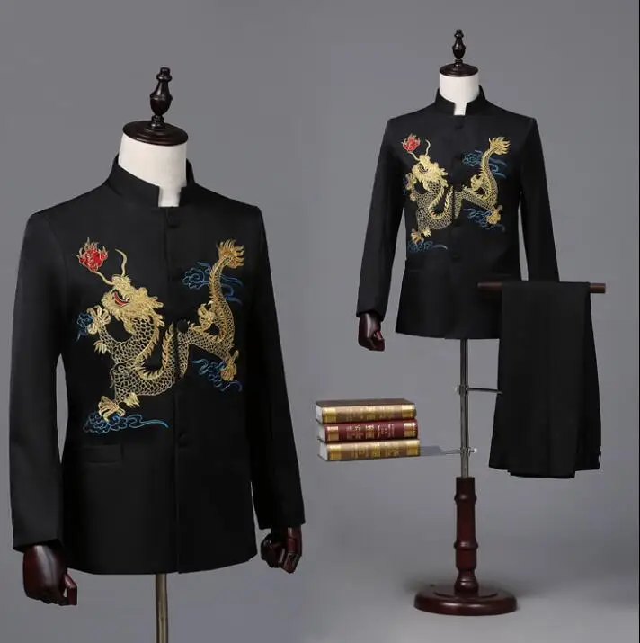 Stand collar vintage men blazer designs dragon embroidery stage for singers men blazer dance clothes jacket style dress white
Stand collar vintage men blazer designs dragon embroidery stage for singers men blazer dance clothes jacket style dress white