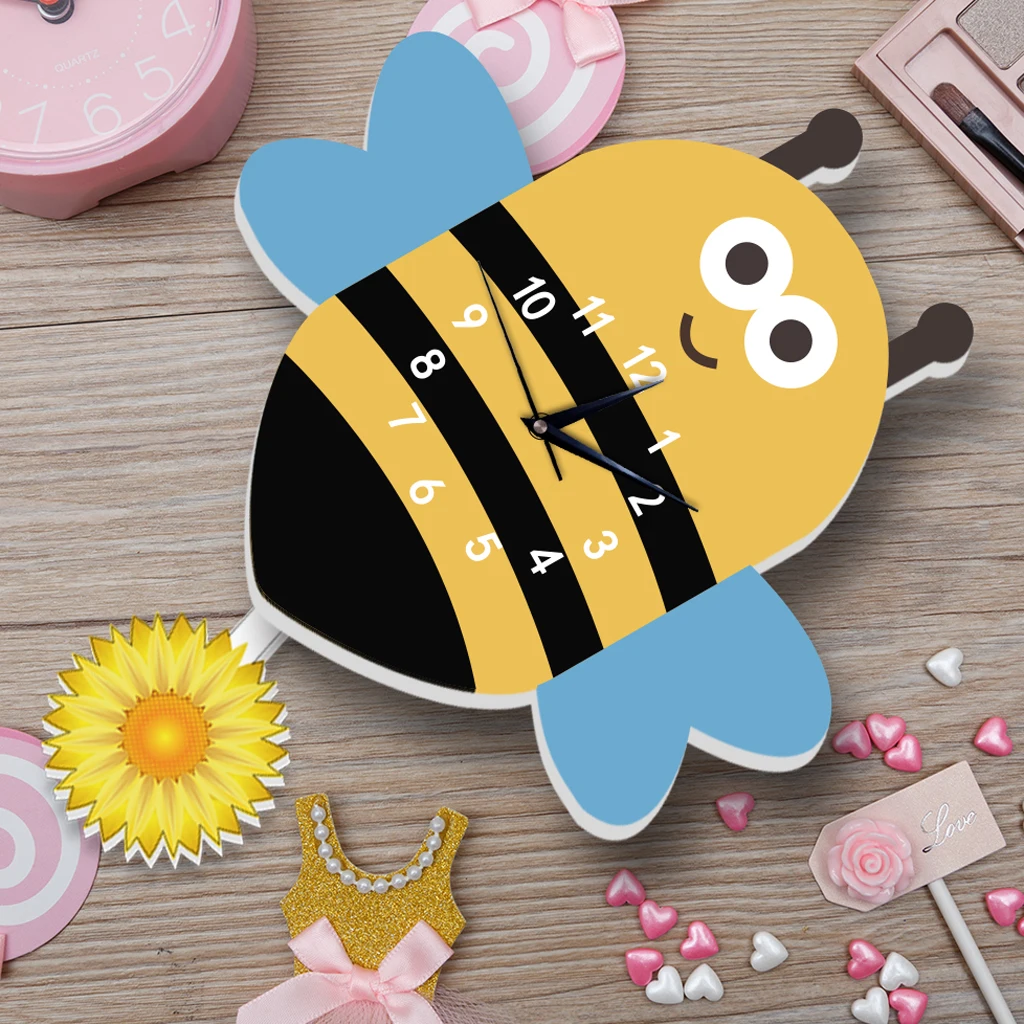 Japanese Adorable Pendulum Clock Funny Crafts Swinging Tail Wall Clock Kit for Kid's Nursery Children's Bedroom Decor