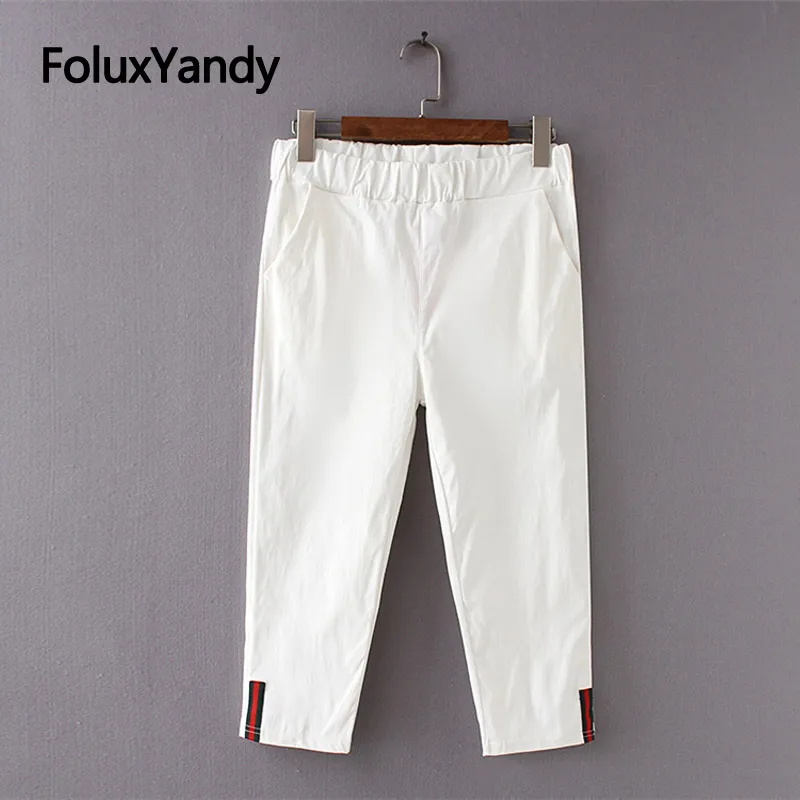 Stretch Pencil Pants Women Calf-length Summer Pants Plus Size Casual Trousers Black White KKFY3646
Stretch Pencil Pants Women Calf-length Summer Pants Plus Size Casual Trousers Black White KKFY3646