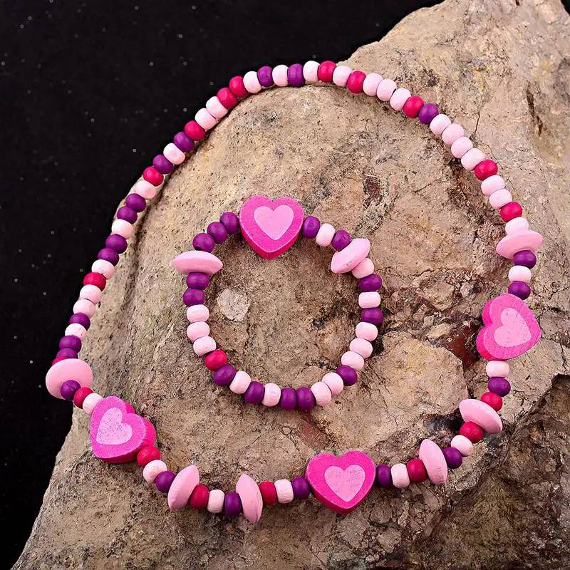 TopHanqi Lovely Heart Girls Jewelry Sets Colorful Wood Beads Necklace Bracelet For Kids Children's Birthday Party Jewelry Gift
TopHanqi Lovely Heart Girls Jewelry Sets Colorful Wood Beads Necklace Bracelet For Kids Children's Birthday Party Jewelry Gift