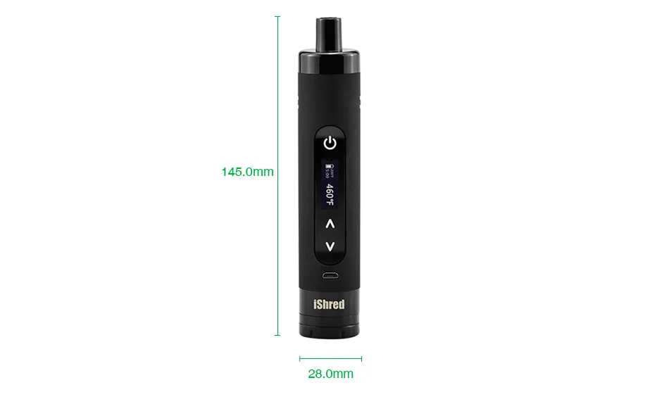 Original Yocan IShred Dry Herb Vaporizer Kit with 2600mAh Battery & LCD Display & Ceramic Heating Chamber E-cig Vape Starter Kit