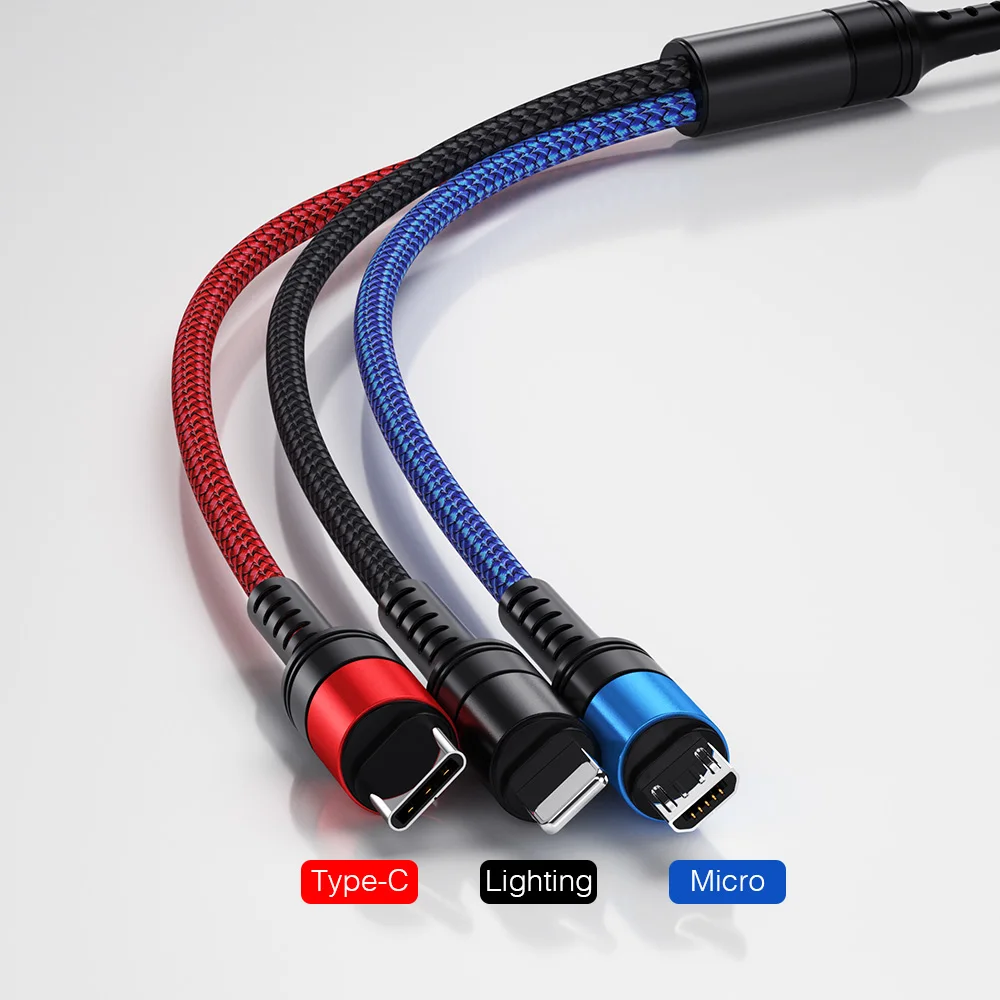 USB Phone Cable for Apple Android Type C 3 in 1 3A Fast Charging Type-C Micro Mobile Phone Cables for Samsung Huawei Xiaomi AG
USB Phone Cable for Apple Android Type C 3 in 1 3A Fast Charging Type-C Micro Mobile Phone Cables for Samsung Huawei Xiaomi AG