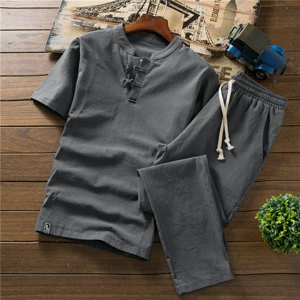 Flax Suit for Young Men in Summer With Large Size and Loose Chinese Cotton and Linen Short Sleeve T-shirt 2 piece Set 7.4
Flax Suit for Young Men in Summer With Large Size and Loose Chinese Cotton and Linen Short Sleeve T-shirt 2 piece Set 7.4
