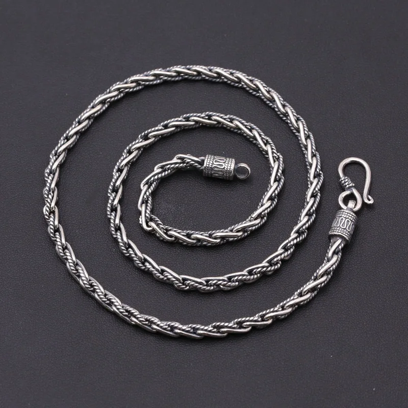 Solid 925 Sterling Silver Chain Necklace Men Twisted Link Weave Dia 4mm Thick Chain 100% 925 Sterling Silver Jewelry Men Vintage
Solid 925 Sterling Silver Chain Necklace Men Twisted Link Weave Dia 4mm Thick Chain 100% 925 Sterling Silver Jewelry Men Vintage