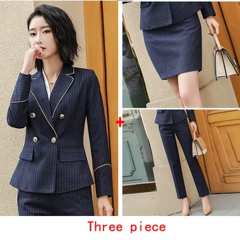 Workwear Pant Suits 2 Piece Set for Women Double Breasted Striped Blazer Jacket & Trouser Office Lady Suit Feminino 2018
Workwear Pant Suits 2 Piece Set for Women Double Breasted Striped Blazer Jacket & Trouser Office Lady Suit Feminino 2018