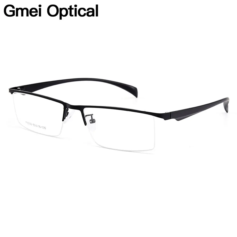 

Gmei Optical Men Semi-Rimless Titanium Alloy Glasses Frames for Men Eyewears Flexible Legs IP Electroplating Spectacles Y6058