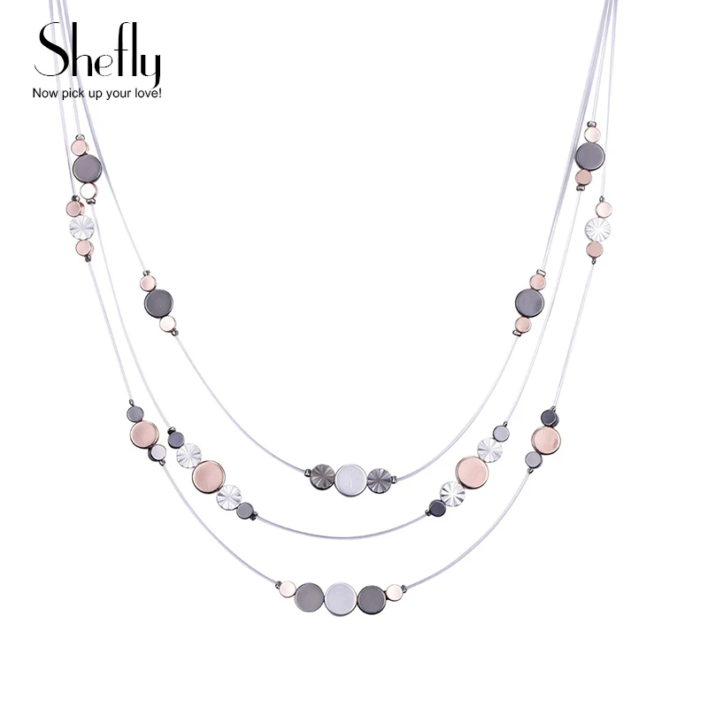 Unique Design Fishing line Necklace 3 Layers invisible Chain Rose Gold Pendant Statement Necklaces Jewelry for Women Collares
Unique Design Fishing line Necklace 3 Layers invisible Chain Rose Gold Pendant Statement Necklaces Jewelry for Women Collares