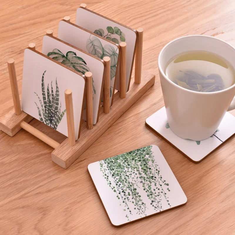 CFen A's Plant Printing Wood Coaster With Wood Stand Cup Pad Non-slip Heated Mat Coffee Tea drink Coasters Table Mat Set of 6pcs
CFen A's Plant Printing Wood Coaster With Wood Stand Cup Pad Non-slip Heated Mat Coffee Tea drink Coasters Table Mat Set of 6pcs