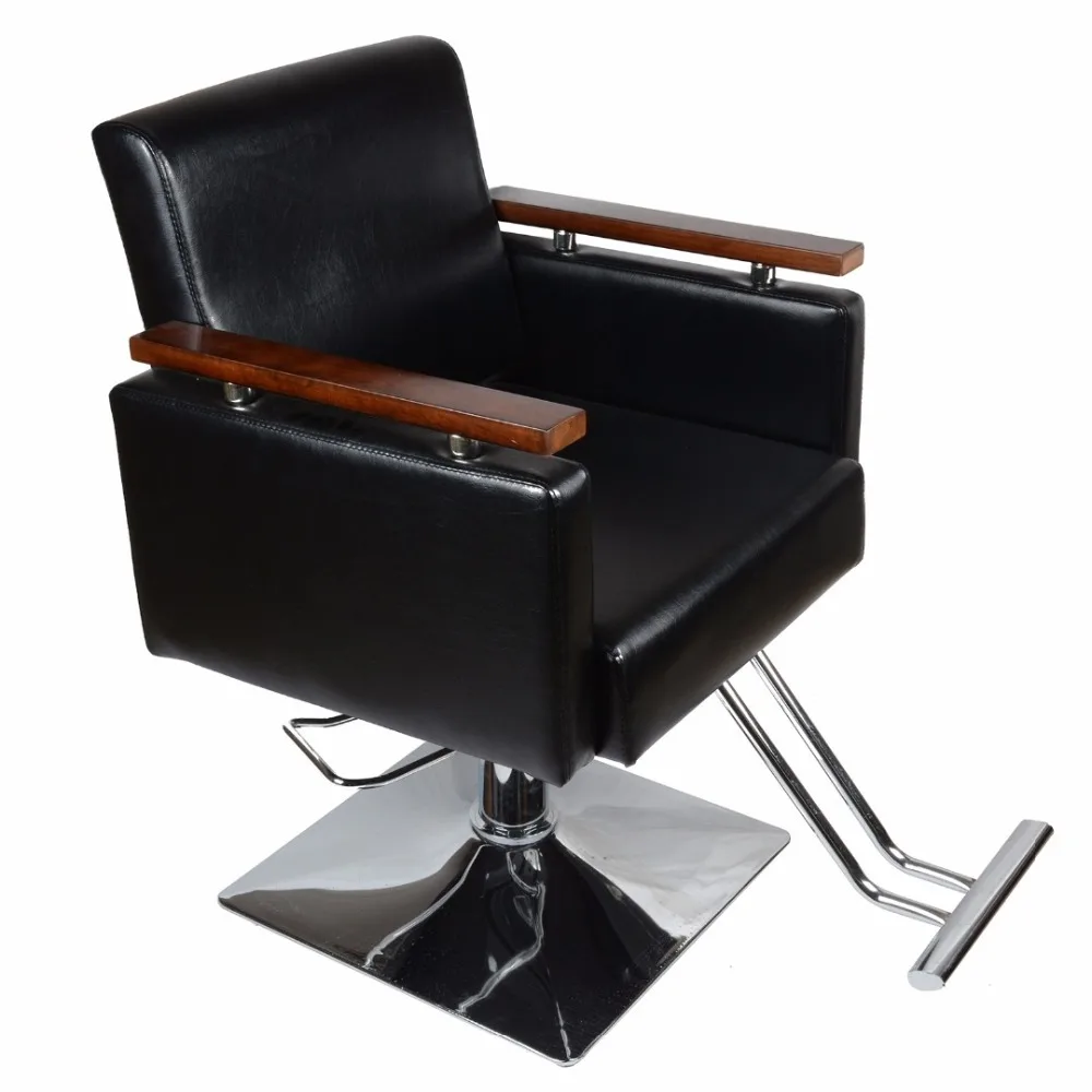 

Shellhard Adjustable Wood Barber Chair Beauty Salon Chairs Salon Beauty Spa Shampoo Styling Tool Black