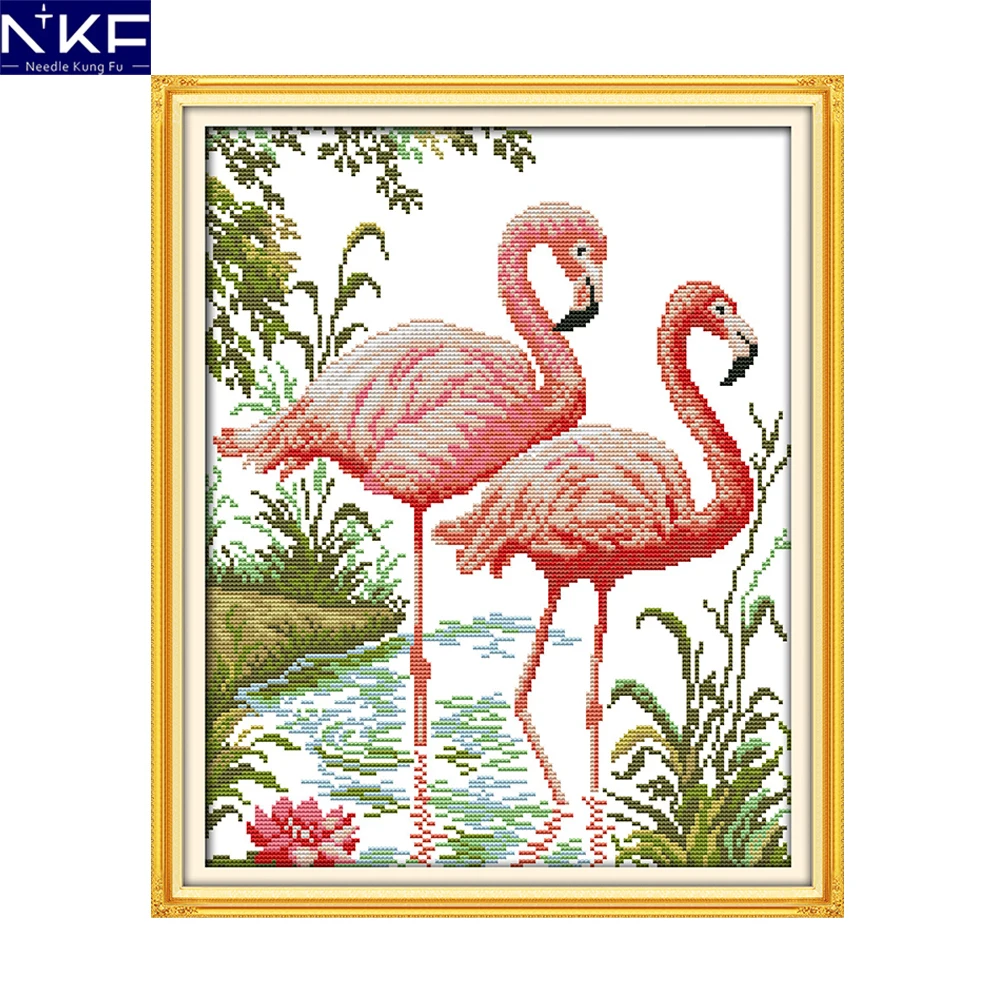 NKF Two Flamingos Cross Stitch Sets Handmade Craft Painting Needlework Embroidery Kit Animal Cross Stitching for Home Decor
NKF Two Flamingos Cross Stitch Sets Handmade Craft Painting Needlework Embroidery Kit Animal Cross Stitching for Home Decor
