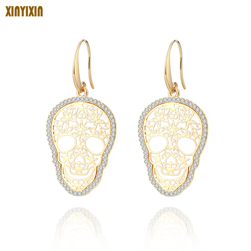 Gold Skeleton Skull Drop Earrings For Women Crystal Hollow Flower Skeleton Vintage Earrings Gold Silver Personality Jewelry Gift
Gold Skeleton Skull Drop Earrings For Women Crystal Hollow Flower Skeleton Vintage Earrings Gold Silver Personality Jewelry Gift