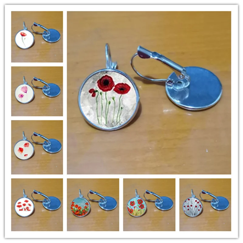 New Arrival Red Poppy Art Earrings Handmade Round Glass Dome Field Of Poppies Flower Stud Earrings Wholesale
New Arrival Red Poppy Art Earrings Handmade Round Glass Dome Field Of Poppies Flower Stud Earrings Wholesale