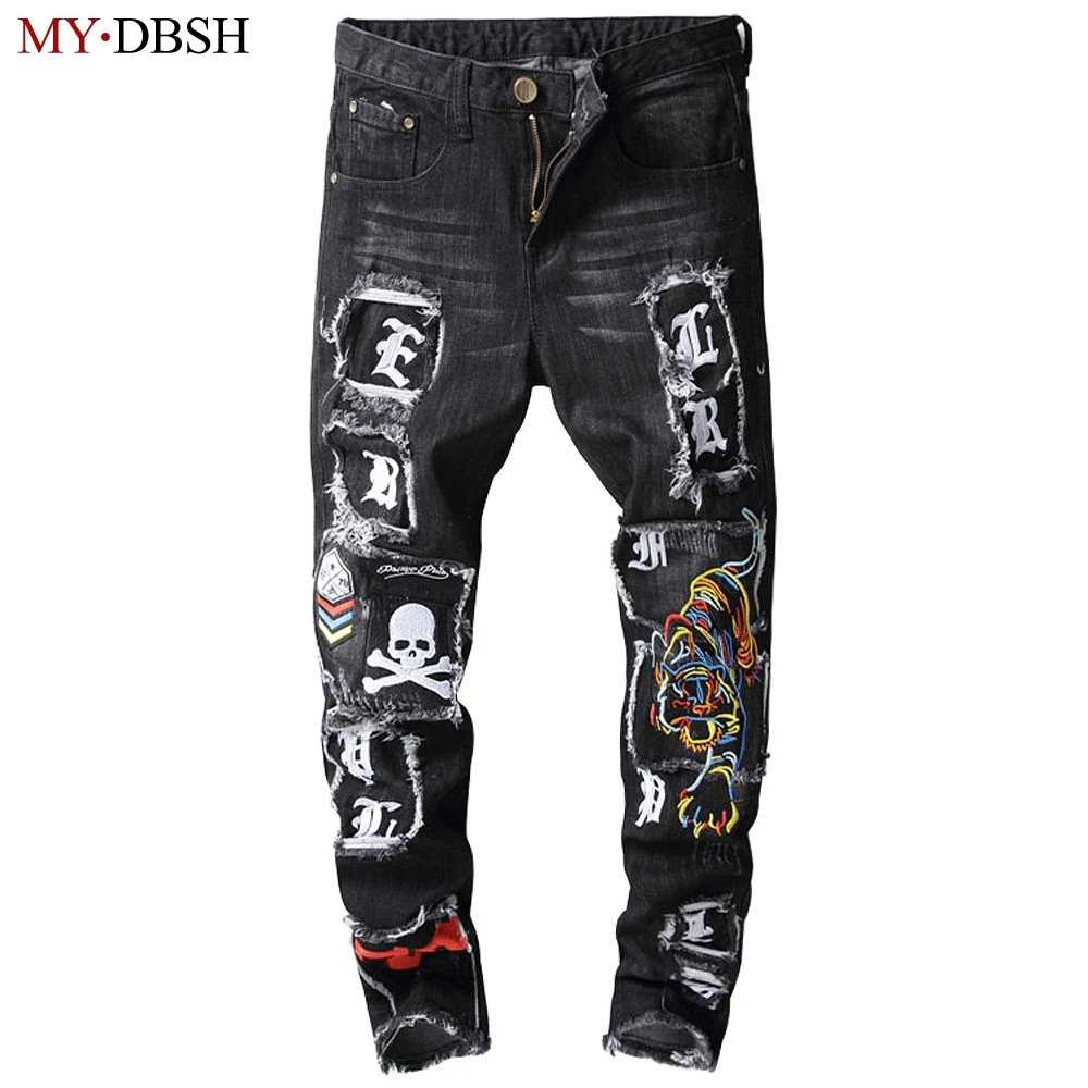 Fashion hole tiger embroidered jeans Slim men trousers 2019 mens Casual cotton Denim Pants Classic Cowboys Young Stretch Denim
Fashion hole tiger embroidered jeans Slim men trousers 2019 mens Casual cotton Denim Pants Classic Cowboys Young Stretch Denim
