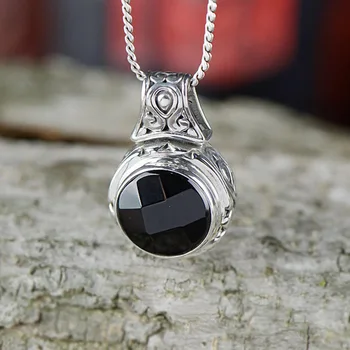Genuine 925 Sterling Silver Black Agate Pendant For Women With Natural Stones Round Ethnic Pendant Necklace Bisuteria
Genuine 925 Sterling Silver Black Agate Pendant For Women With Natural Stones Round Ethnic Pendant Necklace Bisuteria