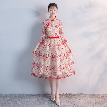 New Summer Short Cheongsam Traditional Chinese style Womens Elegant Slim Qipao Party Dress Long short Vestido Size S-XXL
New Summer Short Cheongsam Traditional Chinese style Womens Elegant Slim Qipao Party Dress Long short Vestido Size S-XXL