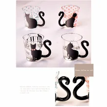 Cute Creative Cat Kitty Glass Mug Cup Tea Cup Milk Cup Coffee Cup Home Glass