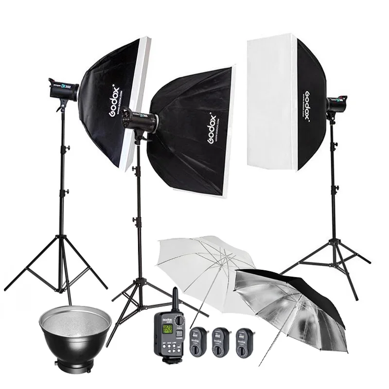 Godox DE400 1200W / 3x 400W 400WS Studio Flash Strobe Lighting Kit +60x90cm Softbox +2.8M Light Stand + Wireless Trigger FT-16
Godox DE400 1200W / 3x 400W 400WS Studio Flash Strobe Lighting Kit +60x90cm Softbox +2.8M Light Stand + Wireless Trigger FT-16