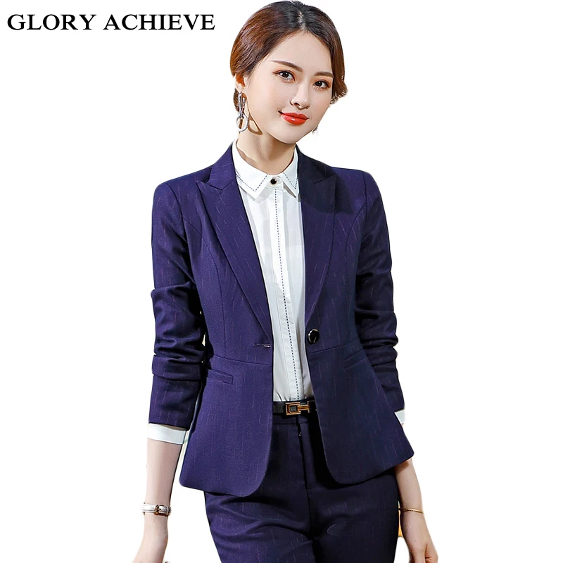 Work Fashion Pant Suits 2 Piece Set for Women Single Button Striped Blazer Jacket & Trouser Office Lady Suit Feminino 2019
Work Fashion Pant Suits 2 Piece Set for Women Single Button Striped Blazer Jacket & Trouser Office Lady Suit Feminino 2019