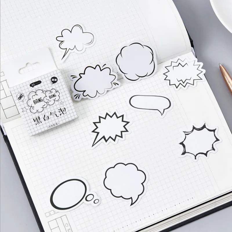 45 pcs/box Black white dialog Heteromorphism decoration stickers paper sticker diy handmade diary album scrapbooking stickers
45 pcs/box Black white dialog Heteromorphism decoration stickers paper sticker diy handmade diary album scrapbooking stickers