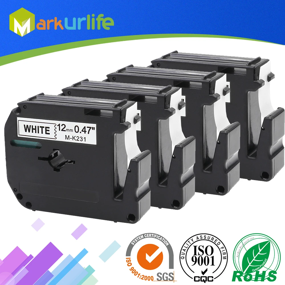 4 PCS/Lot 12mm*8m M-K231 Compatible Brother M Tapes Label cartridge M-K231 MK231 Mk 231 for Brother P touch printer PT100 PT65 
4 PCS/Lot 12mm*8m M-K231 Compatible Brother M Tapes Label cartridge M-K231 MK231 Mk 231 for Brother P touch printer PT100 PT65