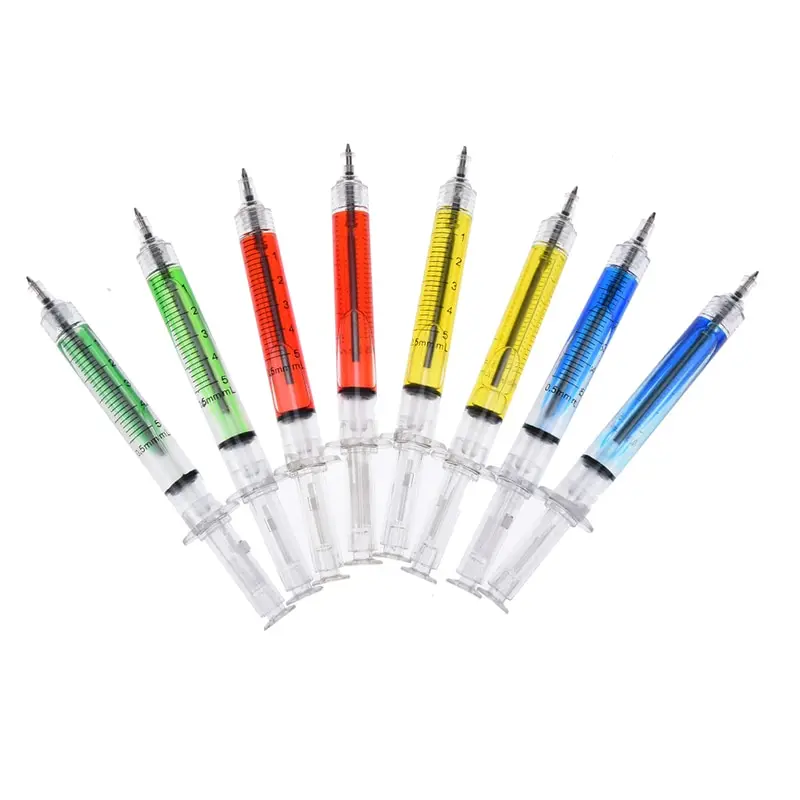 

2pcs Immitation Syringe Ballpen Office Stationery School Injection Liquid Ball Point Pen Doctor Nurse Gift