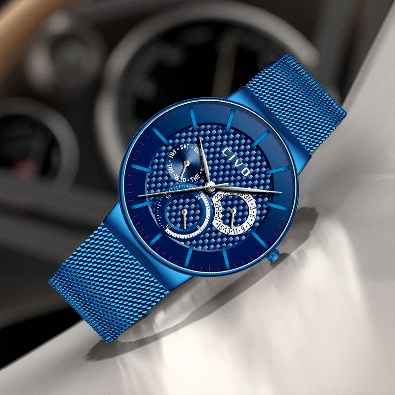 CIVO Mens Sport Quartz Watch Date Waterproof Watches Male Mesh Strap Fashion Wristwatch Multifunctional Clock Reloj Hombre
CIVO Mens Sport Quartz Watch Date Waterproof Watches Male Mesh Strap Fashion Wristwatch Multifunctional Clock Reloj Hombre