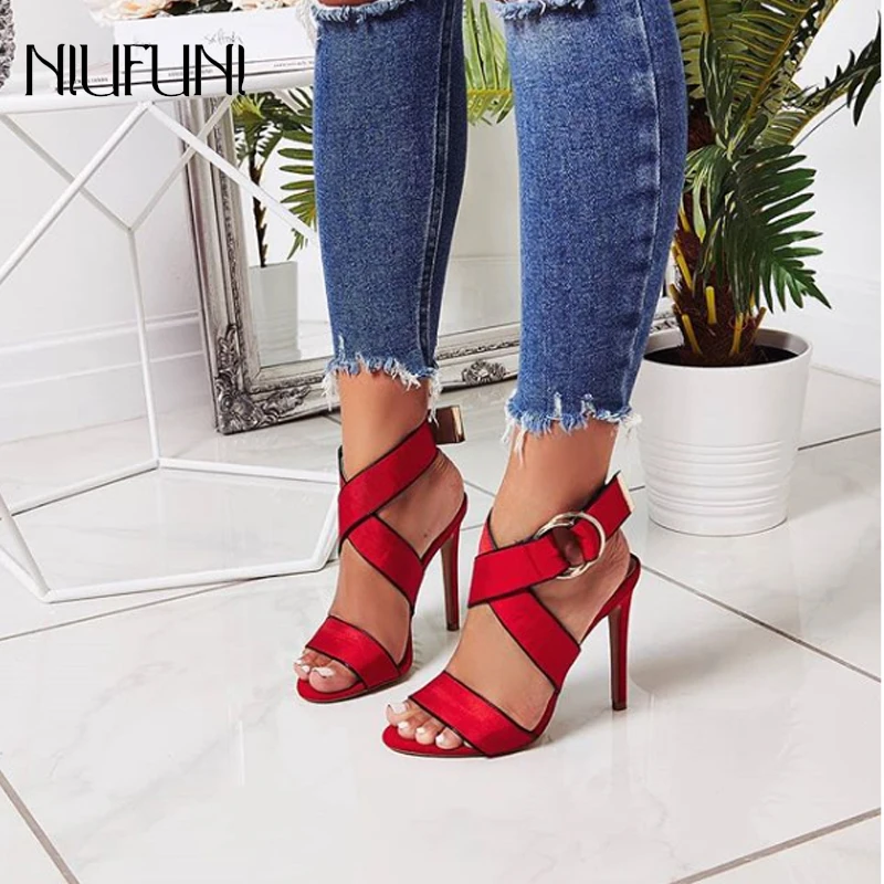Fashion Suede Cross Strap Belt Buckle Thin High Heels Sandals Red Black Sexy Shoes Women Party Gladiator Sandals Pumps
Fashion Suede Cross Strap Belt Buckle Thin High Heels Sandals Red Black Sexy Shoes Women Party Gladiator Sandals Pumps