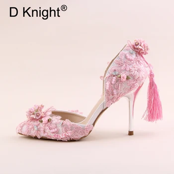 Sweet Pink Purple Flowers Tassel Pumps Women Bridal Shoes 9CM Super High Heel Pointed Dress Wedding Sandals Women's Shoes Small
Sweet Pink Purple Flowers Tassel Pumps Women Bridal Shoes 9CM Super High Heel Pointed Dress Wedding Sandals Women's Shoes Small