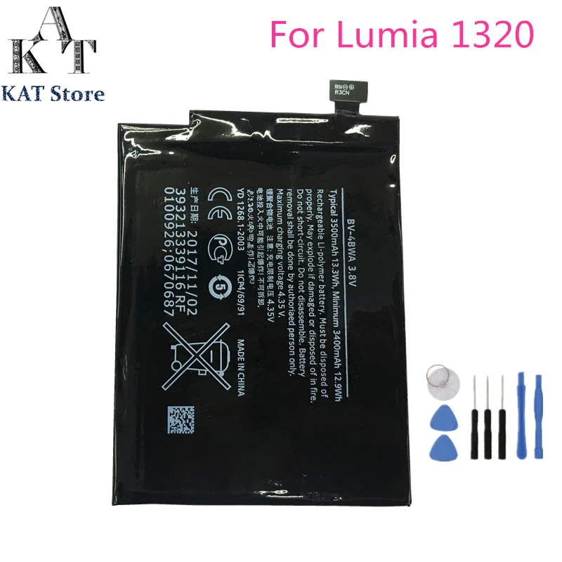 BV-4BWA 3500mAh Phone Battery For Nokia Lumia 1320 Battery Replacement High Quality AAA Gift Tools
BV-4BWA 3500mAh Phone Battery For Nokia Lumia 1320 Battery Replacement High Quality AAA Gift Tools