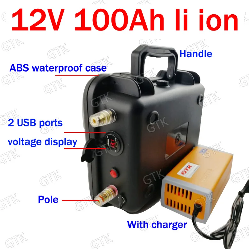 waterproof 12v 100ah lithium battery 12v 100ah li ion 100A discharge USB Solar Energy Storage golf cart pure sine + 10A charger
waterproof 12v 100ah lithium battery 12v 100ah li ion 100A discharge USB Solar Energy Storage golf cart pure sine + 10A charger