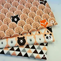 Hot sale Forest Bear Cartoon Kids Cotton Twill Fabric for Patchwork Quilting Baby Bedding Sewing Cloth Material image