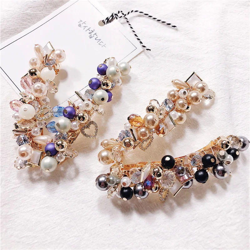 Fashion Pearl Rhinestone Hair Clips Hair Accessories elegance Women Colourful beads Spring clips Ponytail Hairpins barrette
Fashion Pearl Rhinestone Hair Clips Hair Accessories elegance Women Colourful beads Spring clips Ponytail Hairpins barrette