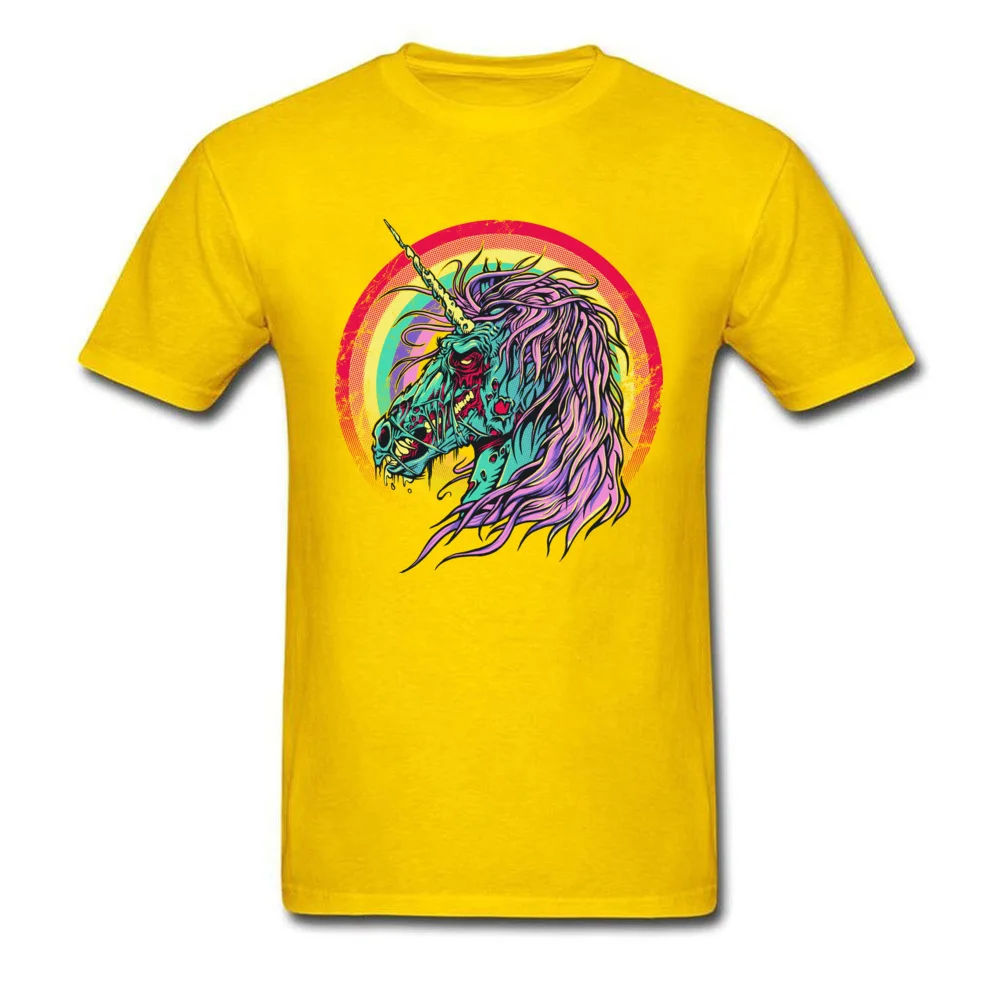 Plain Men's T Shirt Zombie Unicorn Family T Shirts All Cotton Short Sleeve Normal Sweatshirts Round Neck Wholesale Zombie Unicorn yellow
