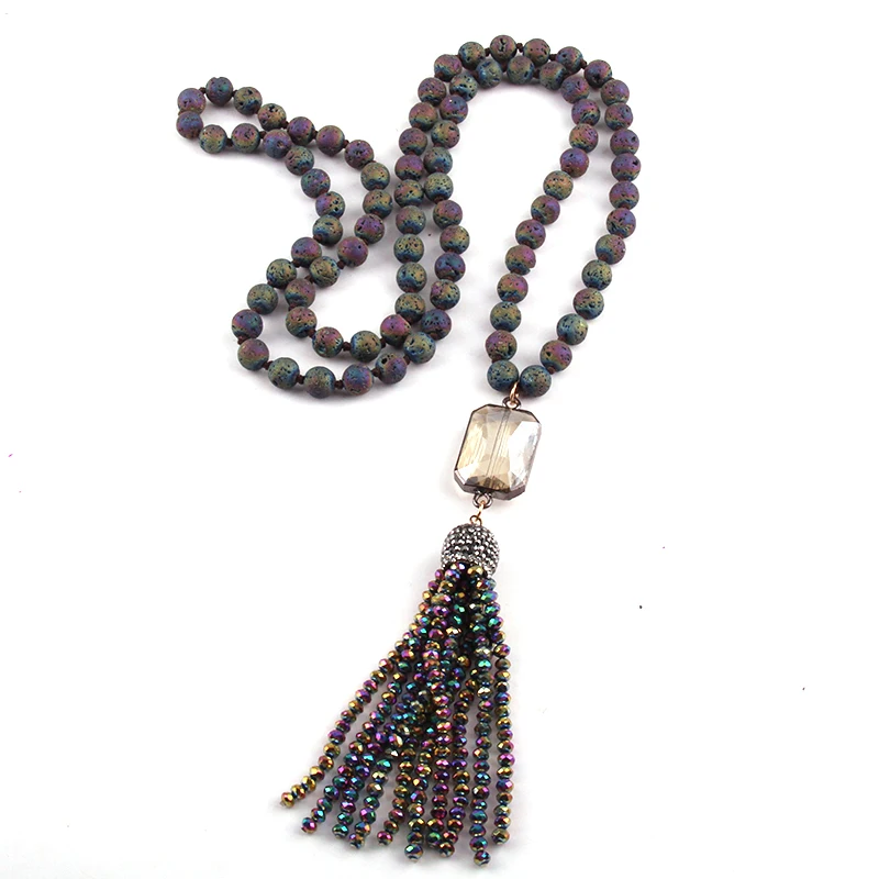 Fashion Multi Lava and Stones Long Knotted Crystal Link Tassel Necklaces For Women
Fashion Multi Lava and Stones Long Knotted Crystal Link Tassel Necklaces For Women