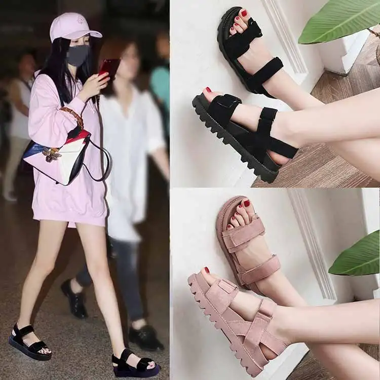 Women shoes adult solid sandals women 2019 fashion med heel height women sandals flat with casual shoes woman sandals female (18)