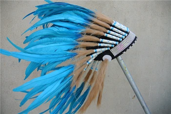 Turquoise indian Feather headdress Replica made handmade feather costumes feather hat for party supply
Turquoise indian Feather headdress Replica made handmade feather costumes feather hat for party supply