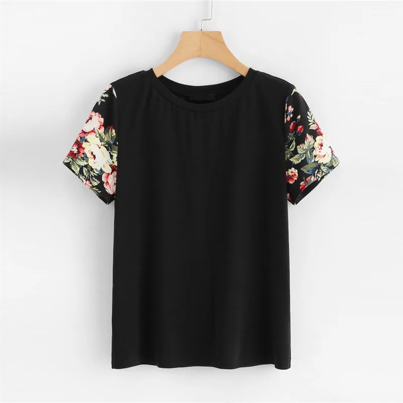 Aimee Black Floral Print Sleeve Women Casual Tee O-neck Short Sleeve Tops Summer 2019 Weekend Casual T Shirts Female Clothes
Aimee Black Floral Print Sleeve Women Casual Tee O-neck Short Sleeve Tops Summer 2019 Weekend Casual T Shirts Female Clothes