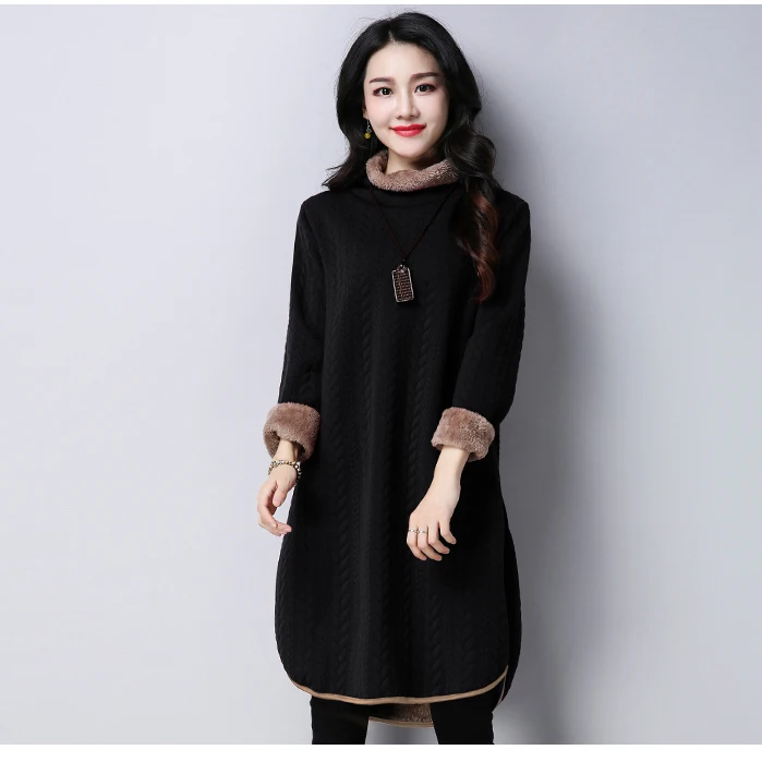 Super warm Fleece Lining Turtleneck Jumper Dress Ladies Winter Oversized Thicken Long Sleeve Loose Tunic Dress voguee Pullover
Super warm Fleece Lining Turtleneck Jumper Dress Ladies Winter Oversized Thicken Long Sleeve Loose Tunic Dress voguee Pullover