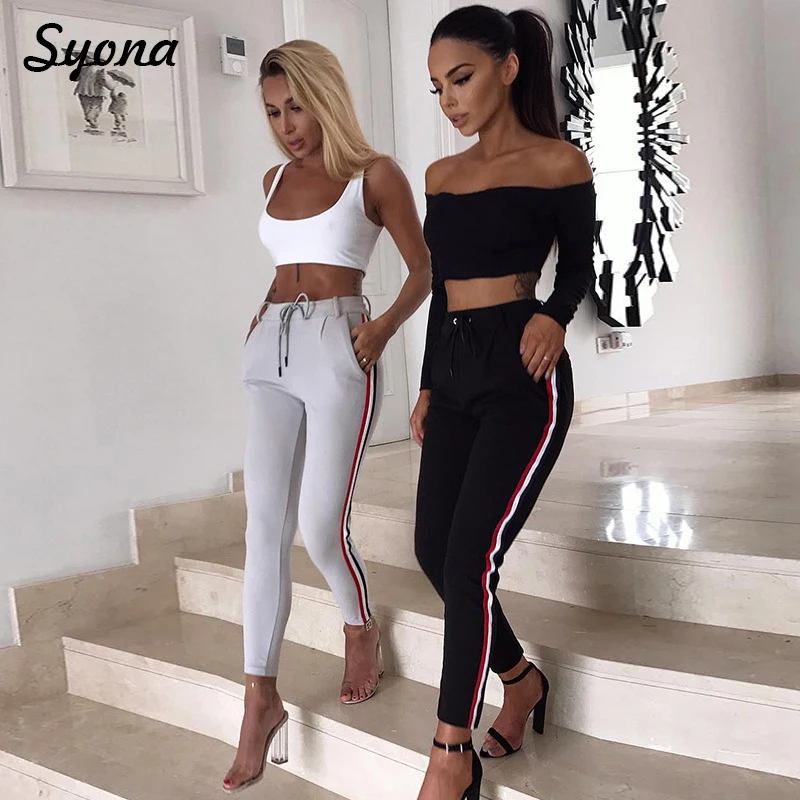 Casual Stretch Pencil Pants Capri Side Stripe Sweatpants Highwaisted Women Track Trousers Cropped Skinny Pantacourt Comfort Gray
Casual Stretch Pencil Pants Capri Side Stripe Sweatpants Highwaisted Women Track Trousers Cropped Skinny Pantacourt Comfort Gray