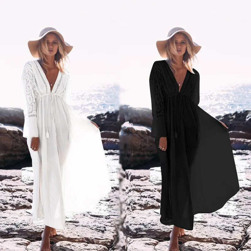 NODELAY-Women-Lace-Crochet-Bikini-Cover-Up-Long-Beachwear-Pareo-Beach-Tunic-Dress-White-Sexy-Robe (3)