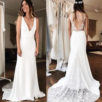 Sexy Deep V-neck Mermaid Wedding Dresses White Ivory 3D Lace Robe De Maria Backless Chapel Train Vestido De Noiva Custom Made
Sexy Deep V-neck Mermaid Wedding Dresses White Ivory 3D Lace Robe De Maria Backless Chapel Train Vestido De Noiva Custom Made