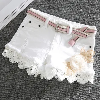 White denim shorts women slim stretch 2020 new fashion lace pachwork embroidered flower low waist jeans shorts
White denim shorts women slim stretch 2020 new fashion lace pachwork embroidered flower low waist jeans shorts