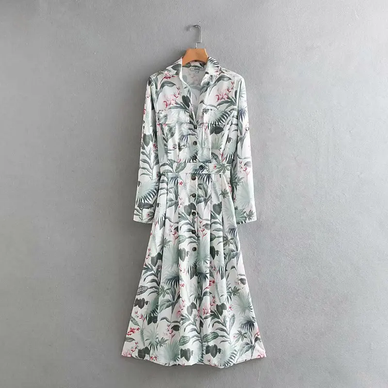 2019 women vintage flower leaves print long shirtdress pockets midi dress ladies pleats vestidos casual autumn dresses DS2261
2019 women vintage flower leaves print long shirtdress pockets midi dress ladies pleats vestidos casual autumn dresses DS2261