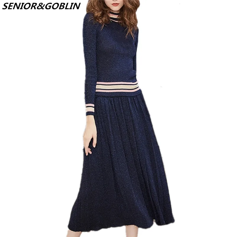 2019 High Quality Spring 2 Piece Set Women Pullovers Striped Knitted Sweater+High Waist Elastic Pleated Long Skirts Runway Suits
2019 High Quality Spring 2 Piece Set Women Pullovers Striped Knitted Sweater+High Waist Elastic Pleated Long Skirts Runway Suits