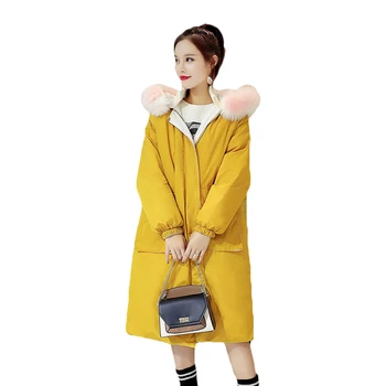 2020 Winter Long Down Jacket For Women Thicken Warm Cotton Coat Female Hooded Cotton Jacket Coat Women Loose Cotton-padded Coats
2020 Winter Long Down Jacket For Women Thicken Warm Cotton Coat Female Hooded Cotton Jacket Coat Women Loose Cotton-padded Coats