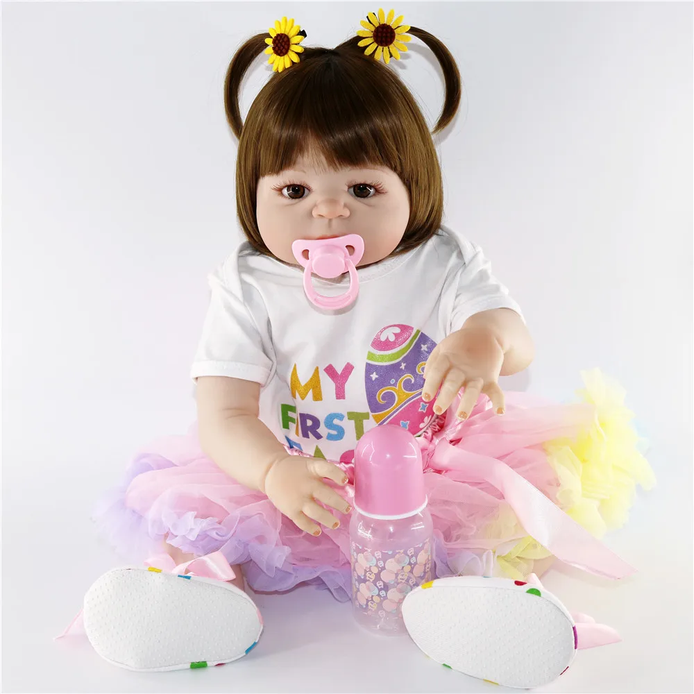 57 см силиконовые куклы для новорожденных реалистичные девочек модные мягкие