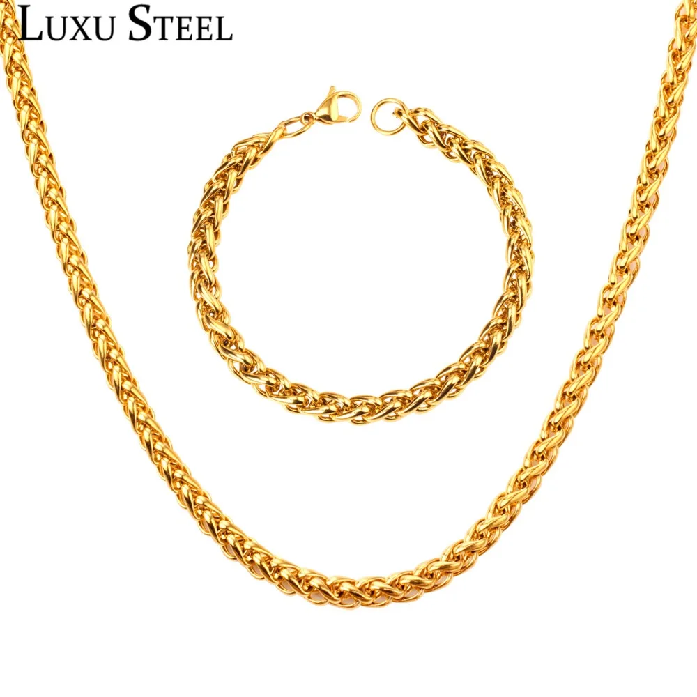 LUXUSTEEL Men's Necklace Bracelets Sets Stainless Steel Wheat Chains Jewelry Width 7mm Length 20inch/22inch/24inch Chokers Party
LUXUSTEEL Men's Necklace Bracelets Sets Stainless Steel Wheat Chains Jewelry Width 7mm Length 20inch/22inch/24inch Chokers Party
