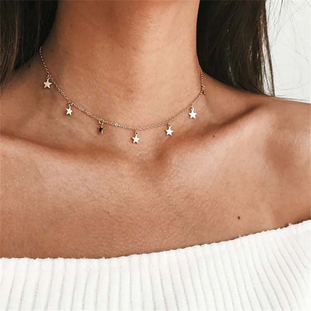 Fashion Women Lady Elegant Star Pendant Beach Chocker Chain Necklace Simple Choker Party Dress Necklaces Jewelry
Fashion Women Lady Elegant Star Pendant Beach Chocker Chain Necklace Simple Choker Party Dress Necklaces Jewelry