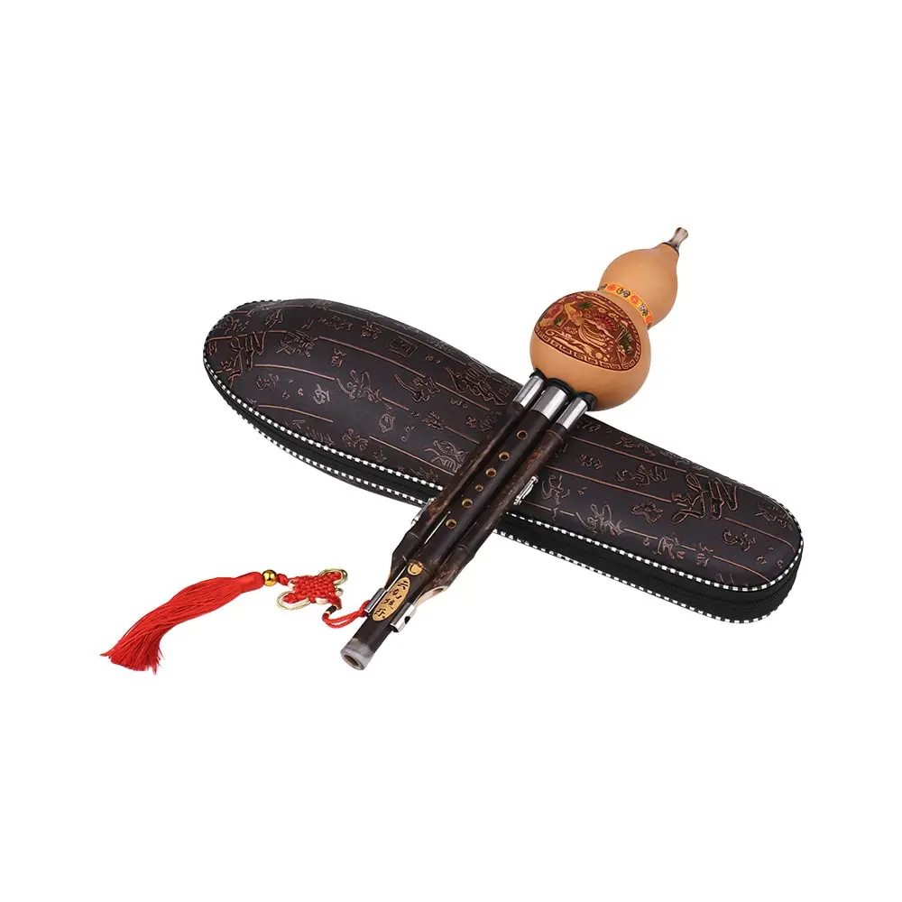 Hulusi Cucurbit Flute C-Key Bottle Gourd Black Bamboo Pipes Chinese Traditional Instrument with Chinese Knot Carry Case
Hulusi Cucurbit Flute C-Key Bottle Gourd Black Bamboo Pipes Chinese Traditional Instrument with Chinese Knot Carry Case
